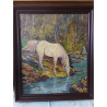 PEINTURE CHEVAL S’ABREUVANT JOS HERMANS