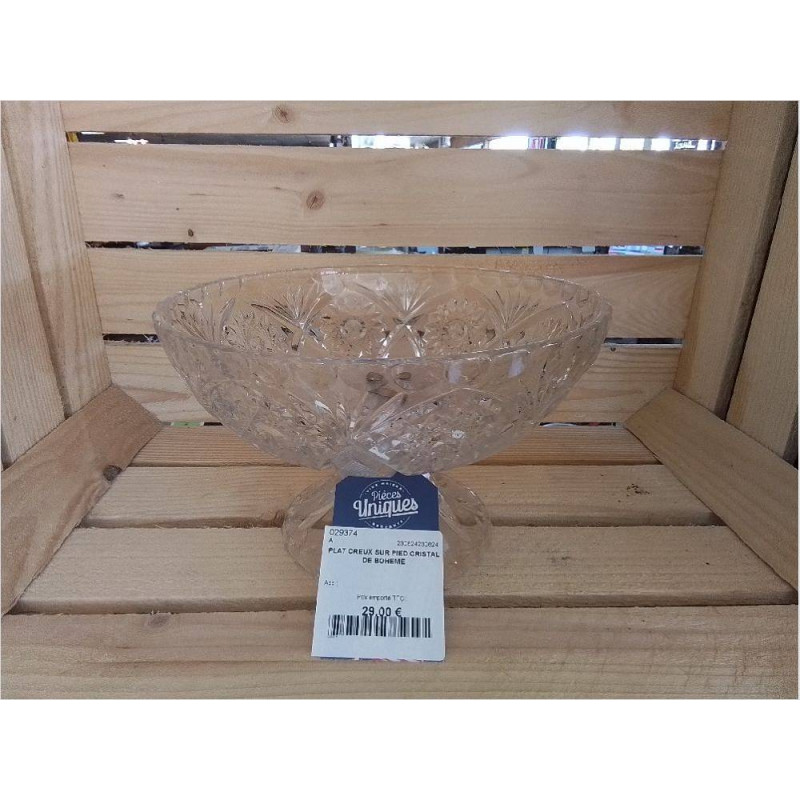 PLAT CREUX SUR PIED CRISTAL DE BOHEME