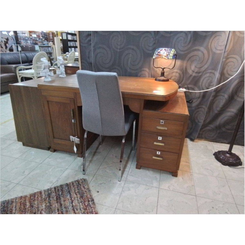 BUREAU EN TECK 1 PORTE & 3 TIROIRS