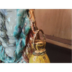 LAMPE EN TERRE CUITE ÉMAILLÉE JAPONISANTE SIGNÉE ( RECOLLÉE)