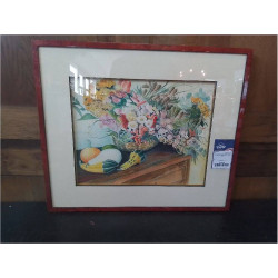 AQUARELLE BOUQUET SOUS VERRE
