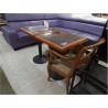 TABLE BISTROT MARBRE & BOIS PIED EN FONTE