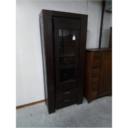 VITRINE BOIS FONCÉ 1P/2T...
