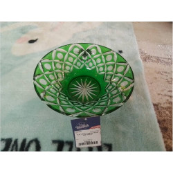 PLAT CREUX CRISTAL TAILLÉ VERT 28.5CM