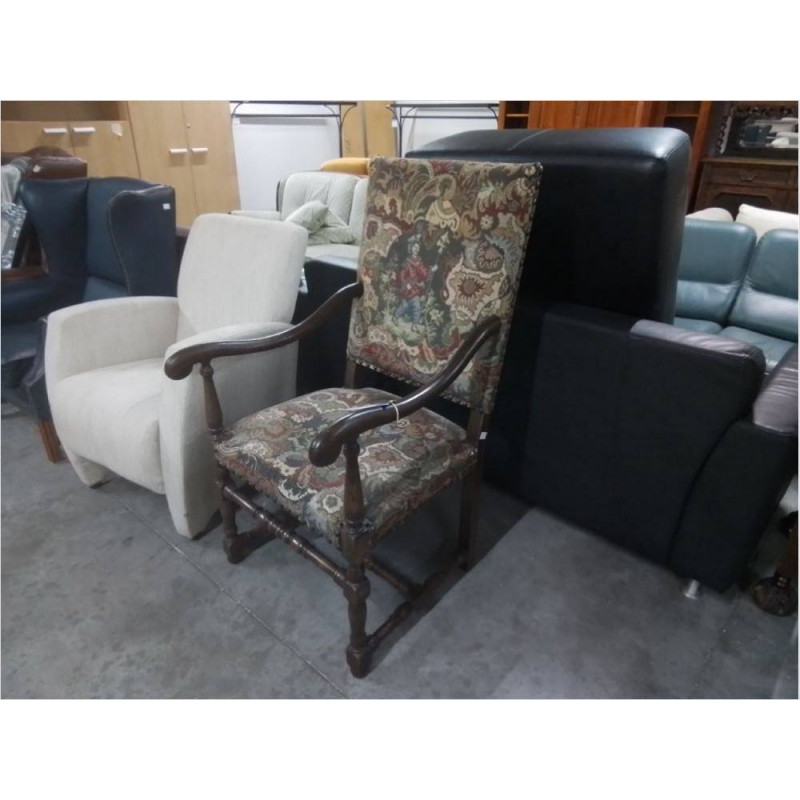 FAUTEUIL DE STYLE CHÊNE & VELOURS
