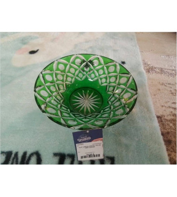 PLAT CREUX CRISTAL TAILLÉ VERT 28.5CM