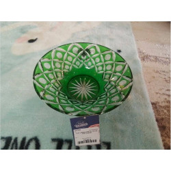 PLAT CREUX CRISTAL TAILLÉ VERT 28.5CM