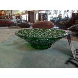 PLAT CREUX CRISTAL TAILLÉ VERT 28.5CM