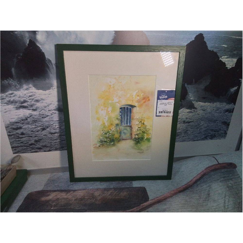 AQUARELLE PORTE DE MAISON SIGNÉE DESSART 40X50