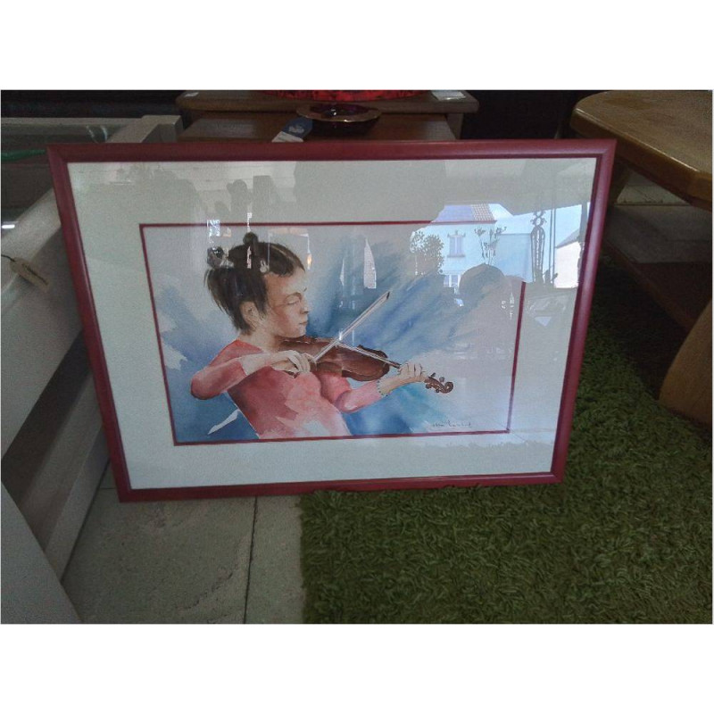 AQUARELLE ENFANT AU VIOLON SIGNÉE ANNE MARCHAL