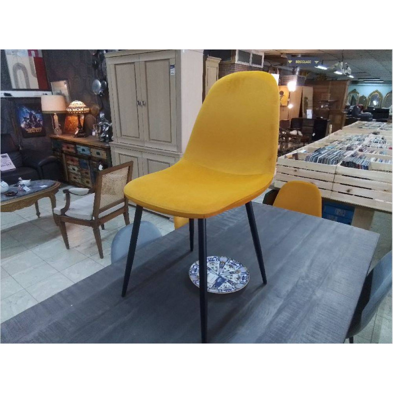 CHAISE VELOURS JAUNE BOY 9090-4