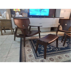 ENSEMBLE FAUTEUIL ET REPOSE PIEDS EN TECK COMME CHEZ VOUS ART MODÈLE ZEN