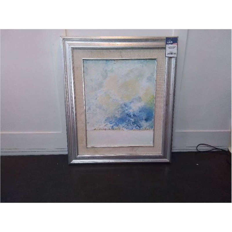HUILE SUR TOILE PAYSAGE SIGNÉE SIMON CADRE ARGENTÉ 63X73