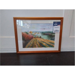 AQUARELLE CAMPAGNE SIGNÉE SIMON 43X33