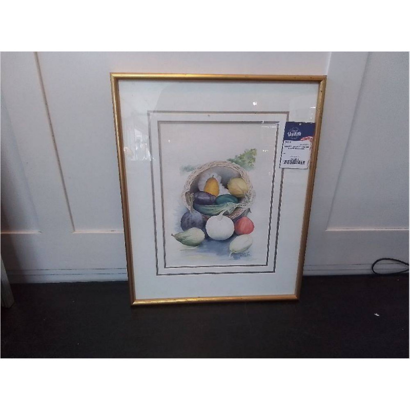 AQUARELLE PLAT DE LÉGUMES SIGNÉE SIMON 43X54