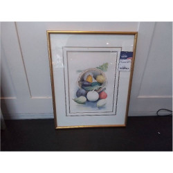 AQUARELLE PLAT DE LÉGUMES SIGNÉE SIMON 43X54