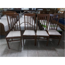 SÉRIE DE 4 CHAISES HETRE & TISSU LIGNÉ 