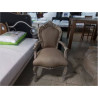 FAUTEUIL STYLE LOUIS XV TISSU BEIGE BOIS NATUREL 