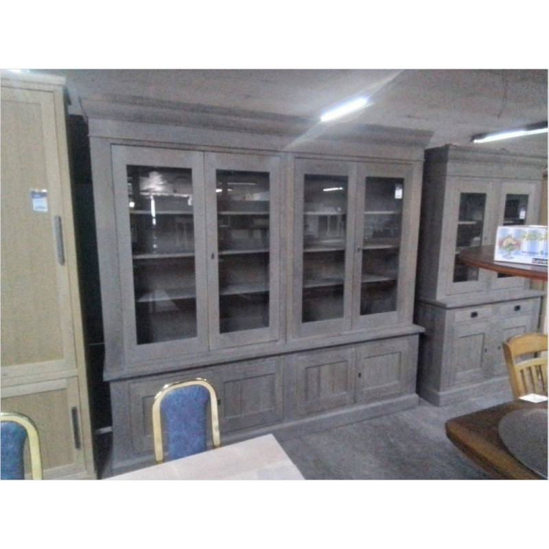 BUFFET 2 CORPS VITRÉ CHÊNE GRIS JB 8P 