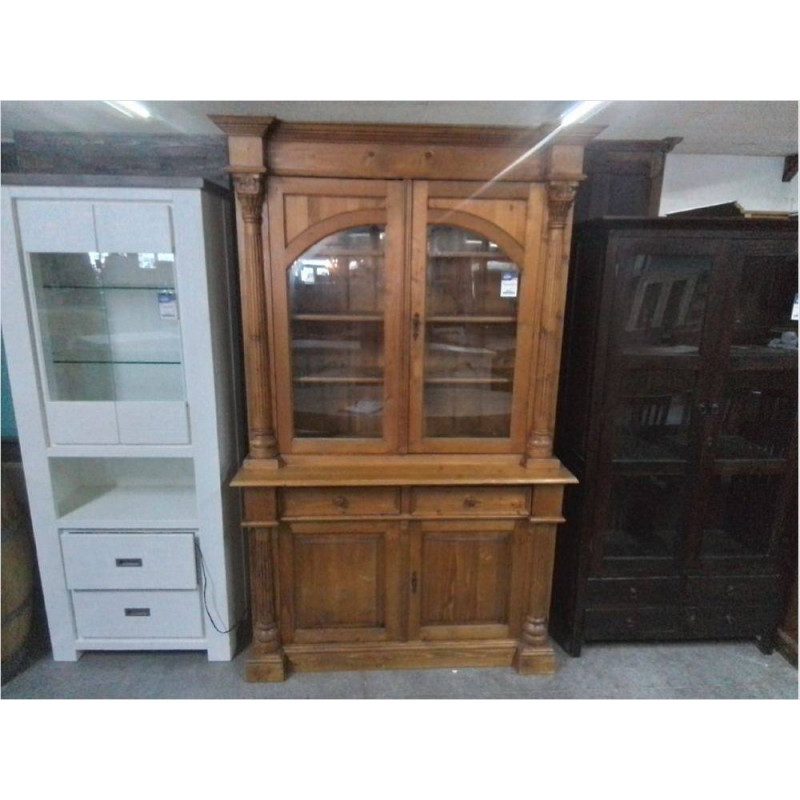 VAISSELIER 2 CORPS VITRÉ EN PIN 137X53X210