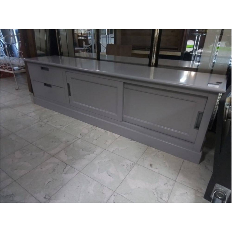 MEUBLE TÉLÉ BAS GRIS 2P/2T 215X48X60