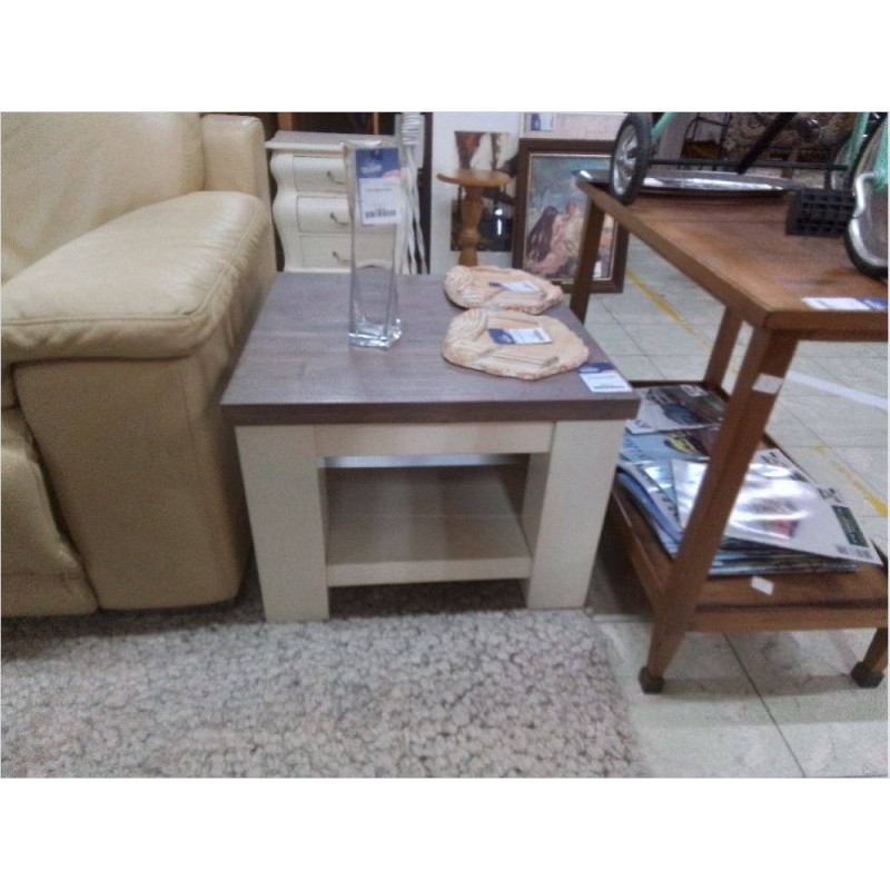 TABLE BASSE CARRÉE BLANCHE & GRISE 60X60X45