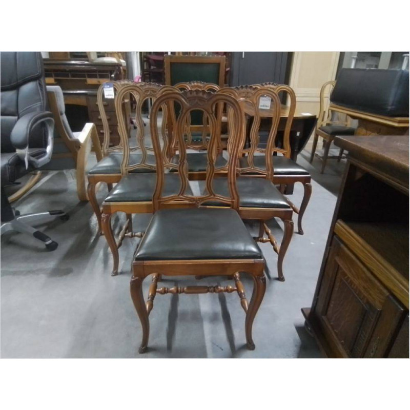 SÉRIE DE 6 CHAISES STYLE LOUIS XV ASSISE SKAI