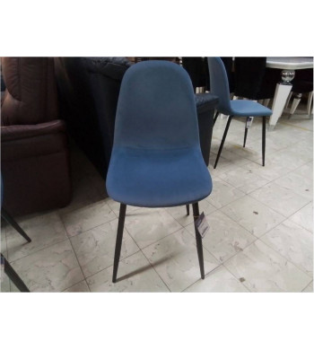 CHAISE VELOURS BLEU CLAIR...