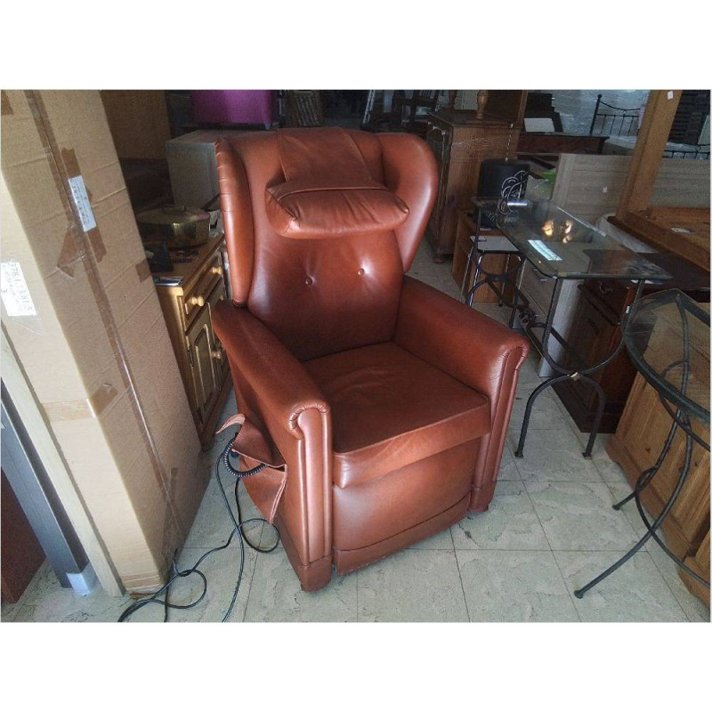 FAUTEUIL RELAX ÉLECTRIQUE CUIR BRUN
