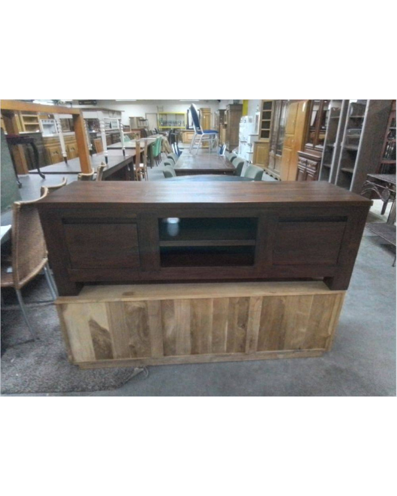MEUBLE TÉLÉ BAS H&H BOIS EXOTIQUE 2 TIROIRS 161X50X52