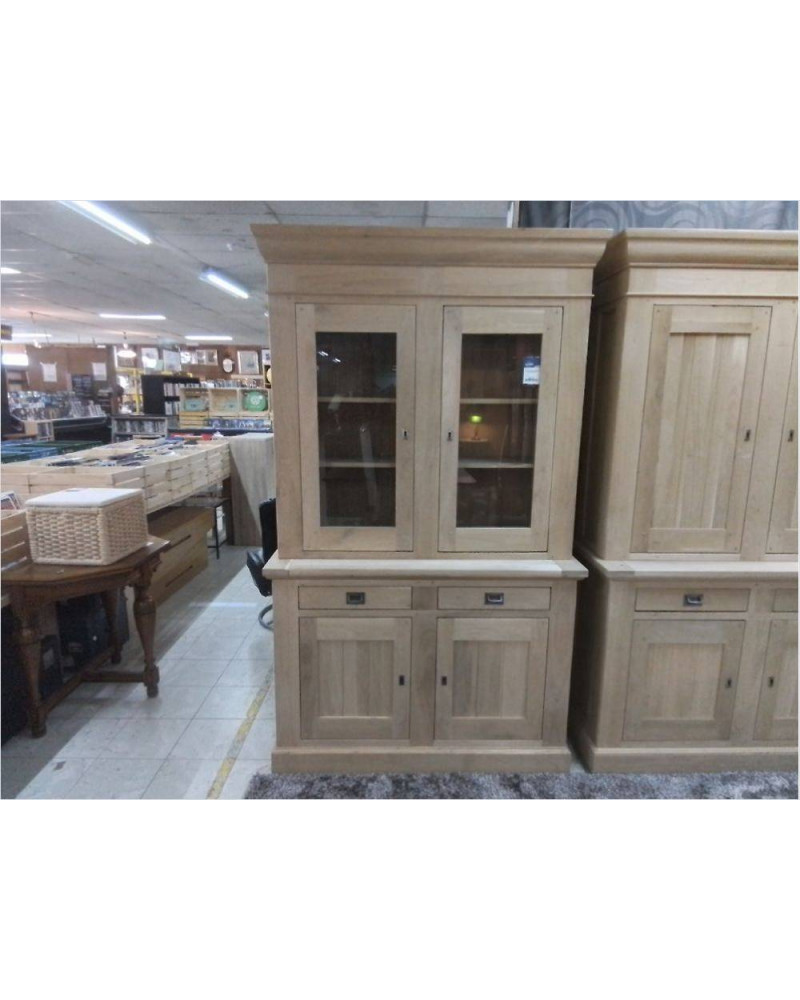 BUFFET 2 CORPS VITRÉ CHÊNE CLAIR JB 126X50X215