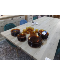 VAISSELLE VINTAGE DURALEX VERRE BRUN 60 PIECES