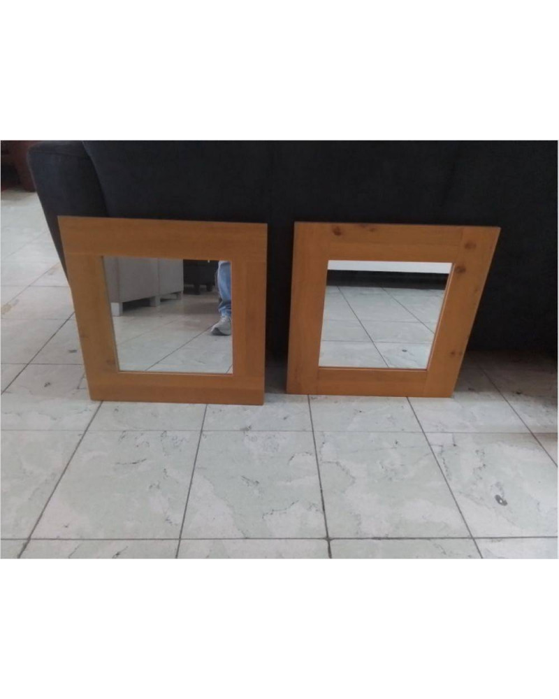 MIROIR CARRÉ CADRE FINITION CHÊNE 50X50