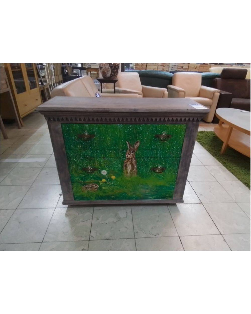 COMMODE 2 TIROIRS PEINTE P. LEPLANQUAIS
