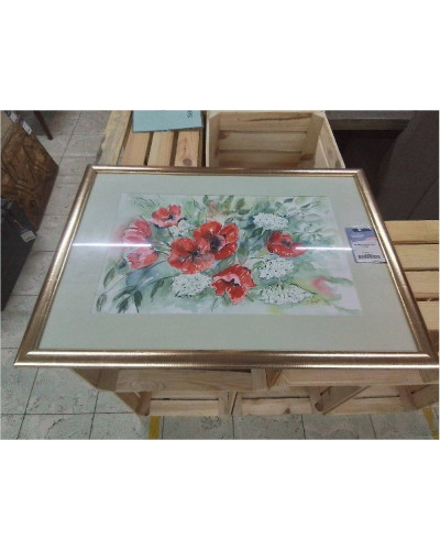 AQUARELLE COQUELICOTS SIGNÉE