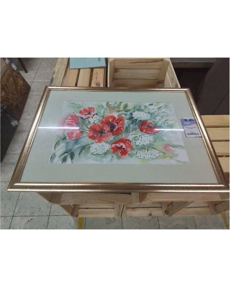 AQUARELLE COQUELICOTS SIGNÉE