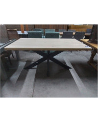 TABLE DE CUISINE CHÊNE CLAIR ET MÉTAL 160X90 JB