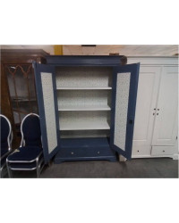ARMOIRE LINGÈRE BLEUE 2 PORTES 2 TIROIRS 130X45X201