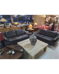SALON 2+2 CUIR GRIS PIEDS MÉTAL 779