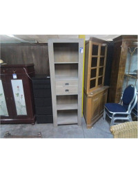 BIBLIOTHÈQUE OUVERTE 2 TIROIRS CHÊNE GRIS JB 70X35X200