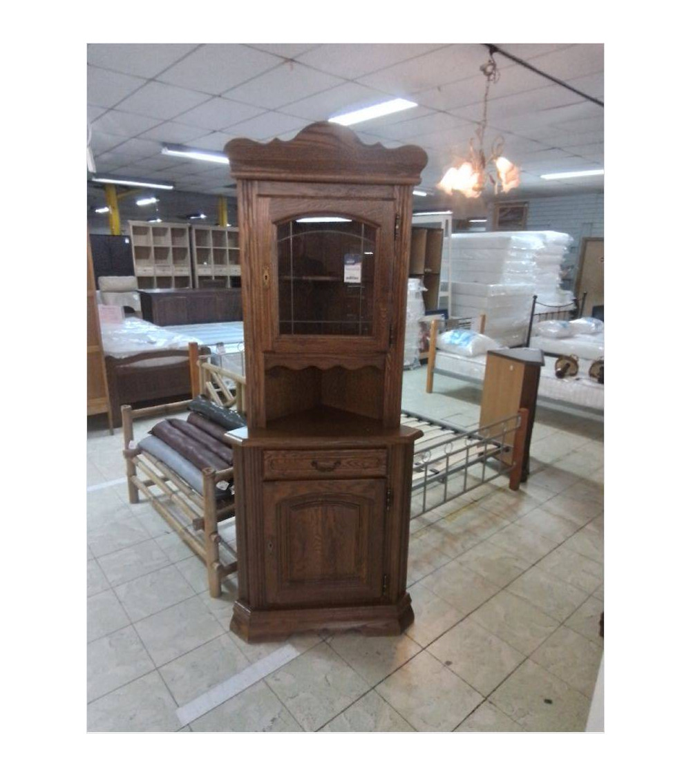 ENCOIGNURE 2 CORPS VITRÉE 2 PORTES PLACAGE CHÊNE