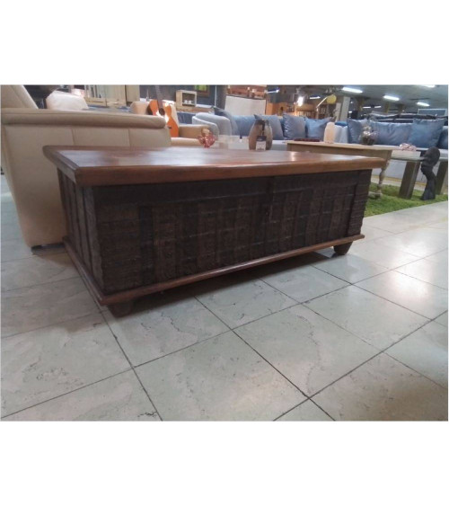 TABLE BASSE COFFRE BOIS EXOTIQUE MASSIF