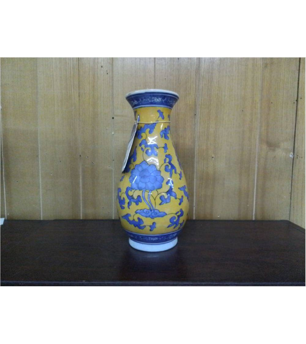 VASE HAUT CERAMIQUE JAUNE & BLEUE 31CM
