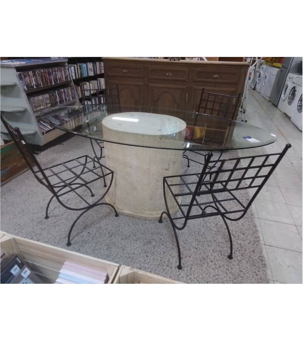 TABLE OVALE DESSUS EN VERRE 190X95