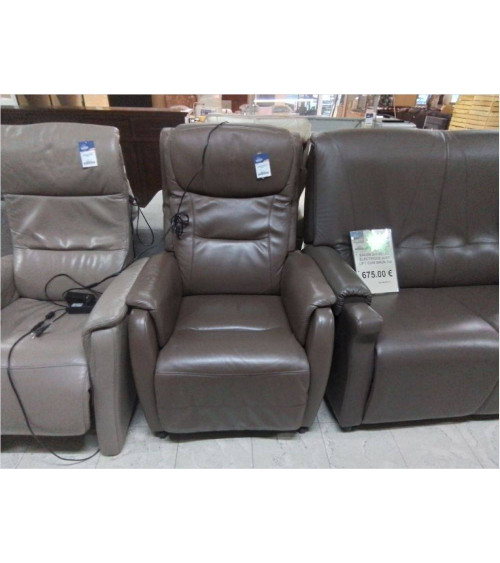 FAUTEUIL RELAX CUIR ÉLECTRIQUE CUIR BUFFLE BRUN