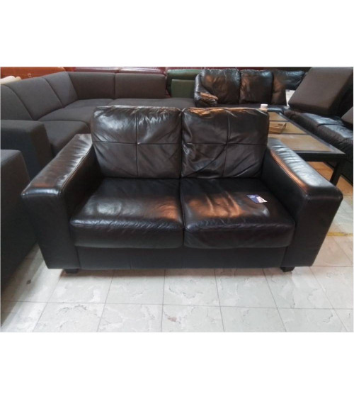 CANAPE 2 PLACES CUIR NOIR 
