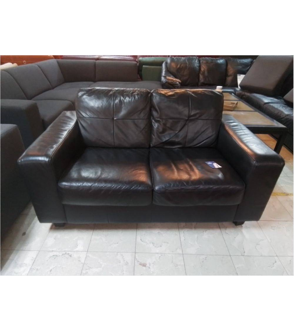 CANAPE 2 PLACES CUIR NOIR 