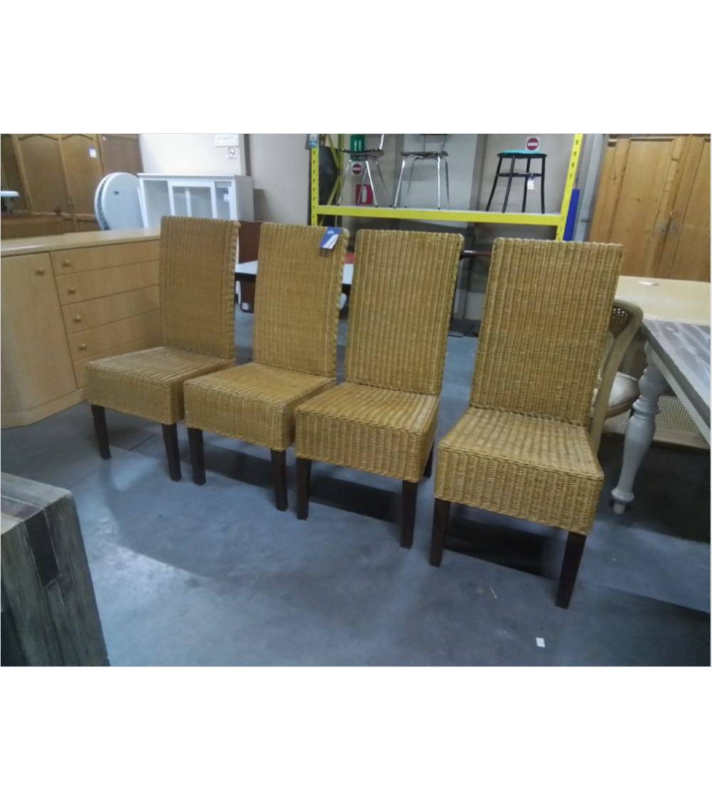 SERIE DE 4 CHAISES EN ROTIN