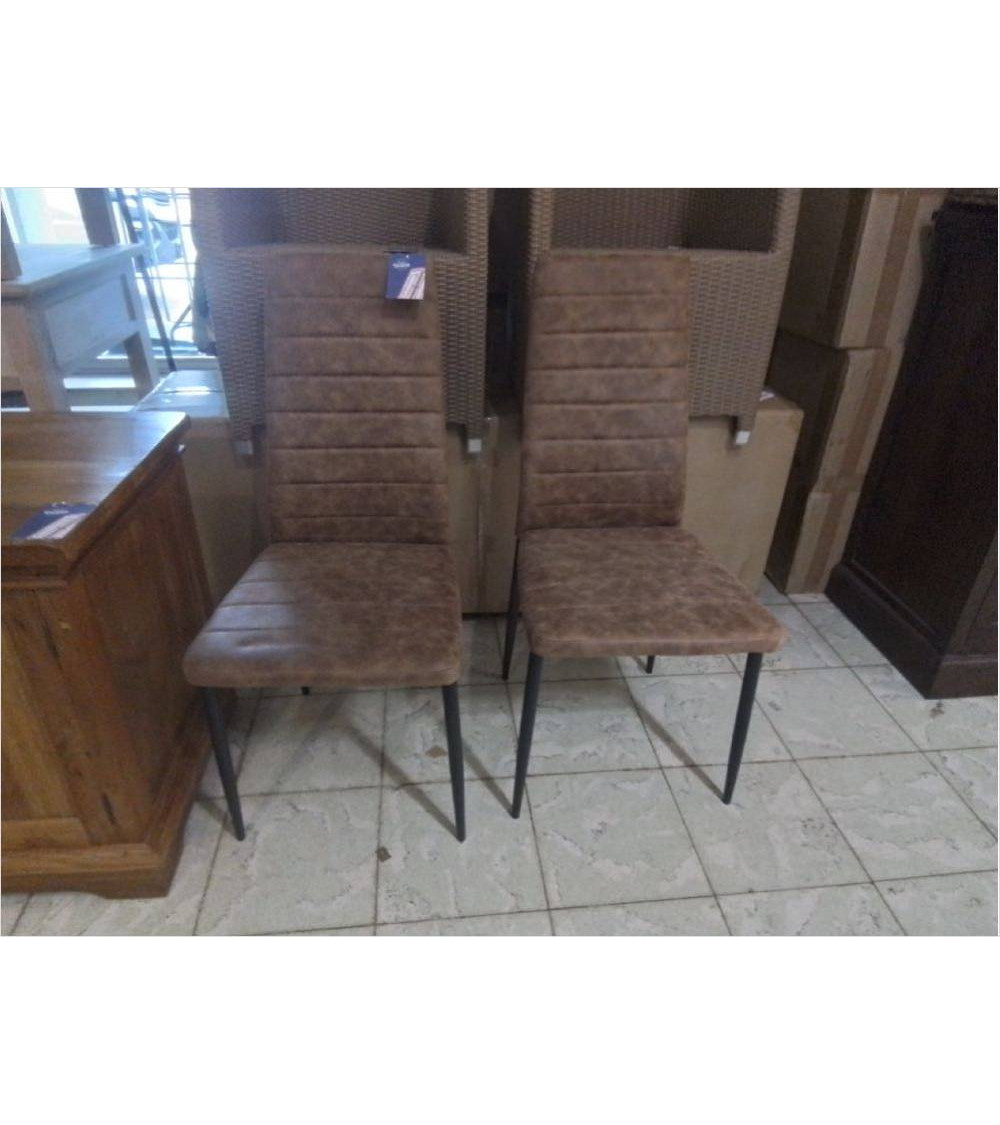 SUITE DE 2 CHAISES MODERNES TISSU BRUN