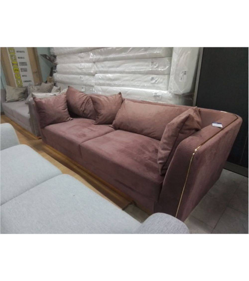 CANAPE 3 PLACES TISSU BRUN
